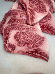 A4 Satsuma Ribeye — BMS 6-8 Japanese A4 Wagyu, Kagoshima Prefecture — cooked and sliced
