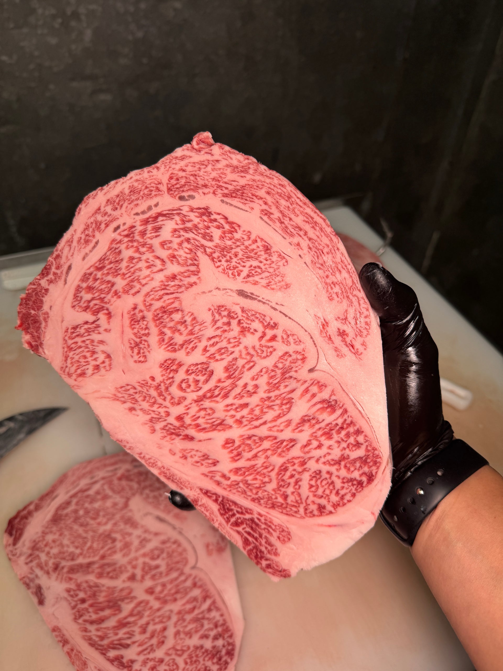 A5 Bushu Samurai Ribeye — BMS 8-12 Japanese A5 Wagyu, Saitama Prefecture (Hasegawa Farm) — cooked and sliced