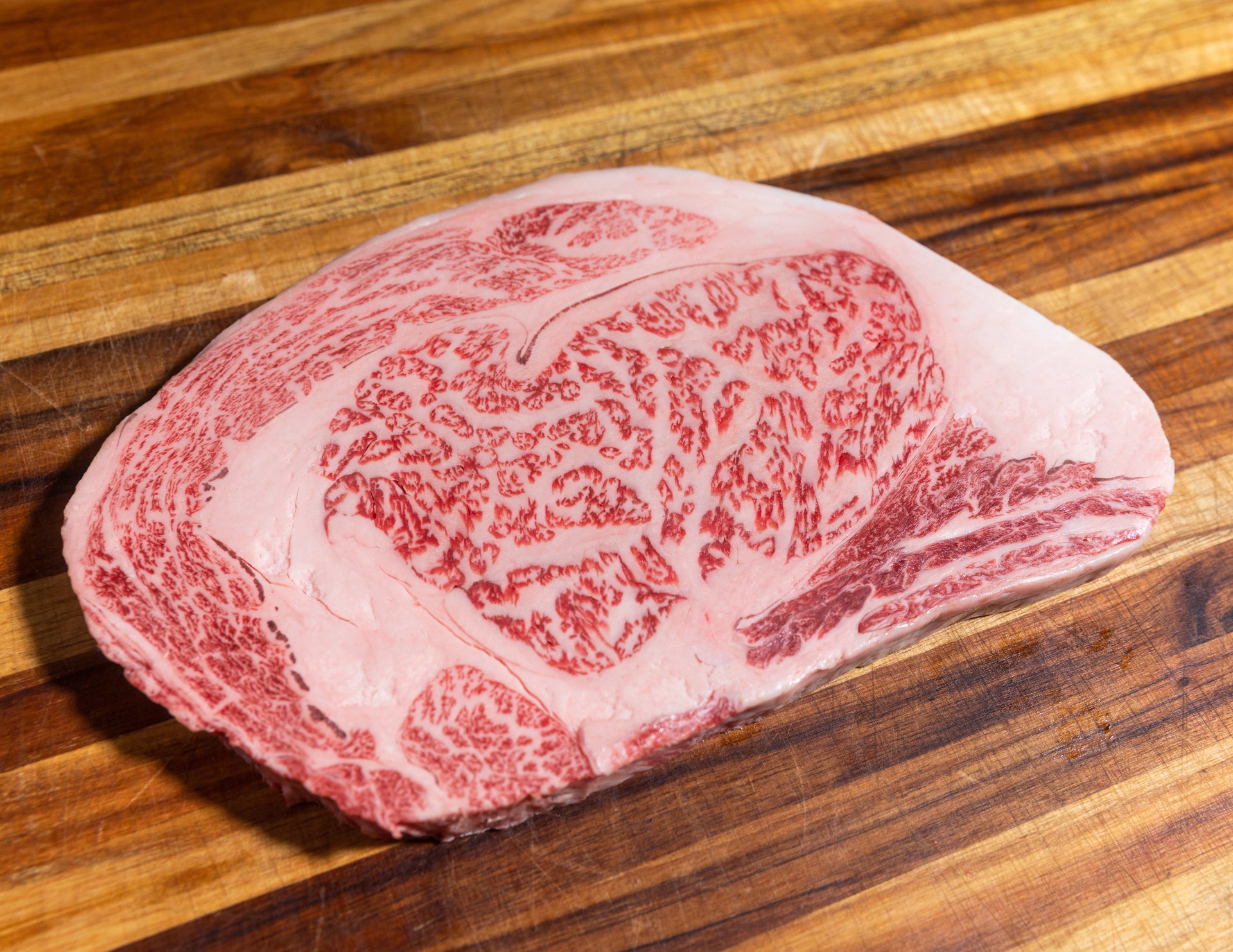 A5 Hokkaido Ribeye — BMS 8-12 Japanese A5 Wagyu, Hokkaido — marbling detail