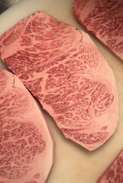 A5 Namiki NY Strip — BMS 8-12 Japanese A5 Wagyu, Hyogo Prefecture (Namiki Farm) — marbling detail