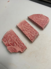 A5 Sanuki Olive-Fed NY Strip — BMS 8-12 Japanese A5 Wagyu, Kagawa Prefecture — marbling detail