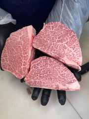 A5 Takamori Filet — BMS 8-12 Japanese A5 Wagyu, Yamaguchi Prefecture — marbling detail