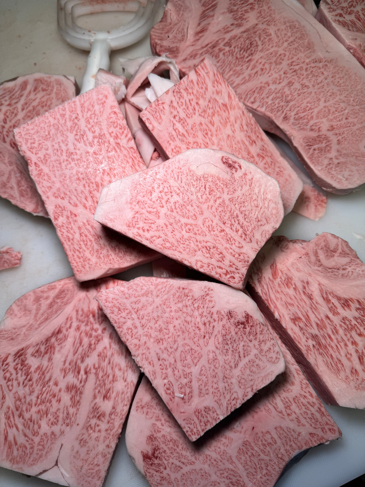 A5 Takamori Sake-Fed NY Strip — BMS 8-12 Japanese A5 Wagyu, Yamaguchi Prefecture — marbling detail