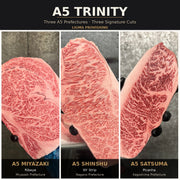 A5 Trinity bundle — A5 Miyazaki Ribeye, A5 Shinshu NY Strip, A5 Satsuma Picanha | Ligma Provisions