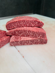 Australian Wagyu Flat Iron Gold — BMS 8/9 Australian Wagyu Gold Label — cooked and sliced