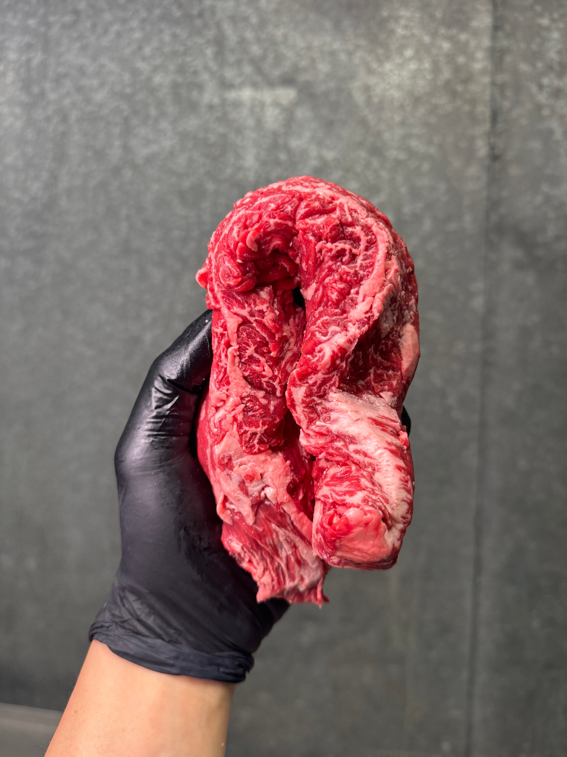 Australian Wagyu Hanger Silver — BMS 6/7 Australian Wagyu Silver Label — marbling detail