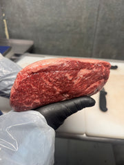 Australian Wagyu Picanha Green — BMS 7/8 Australian Wagyu Green Label — cooked and sliced