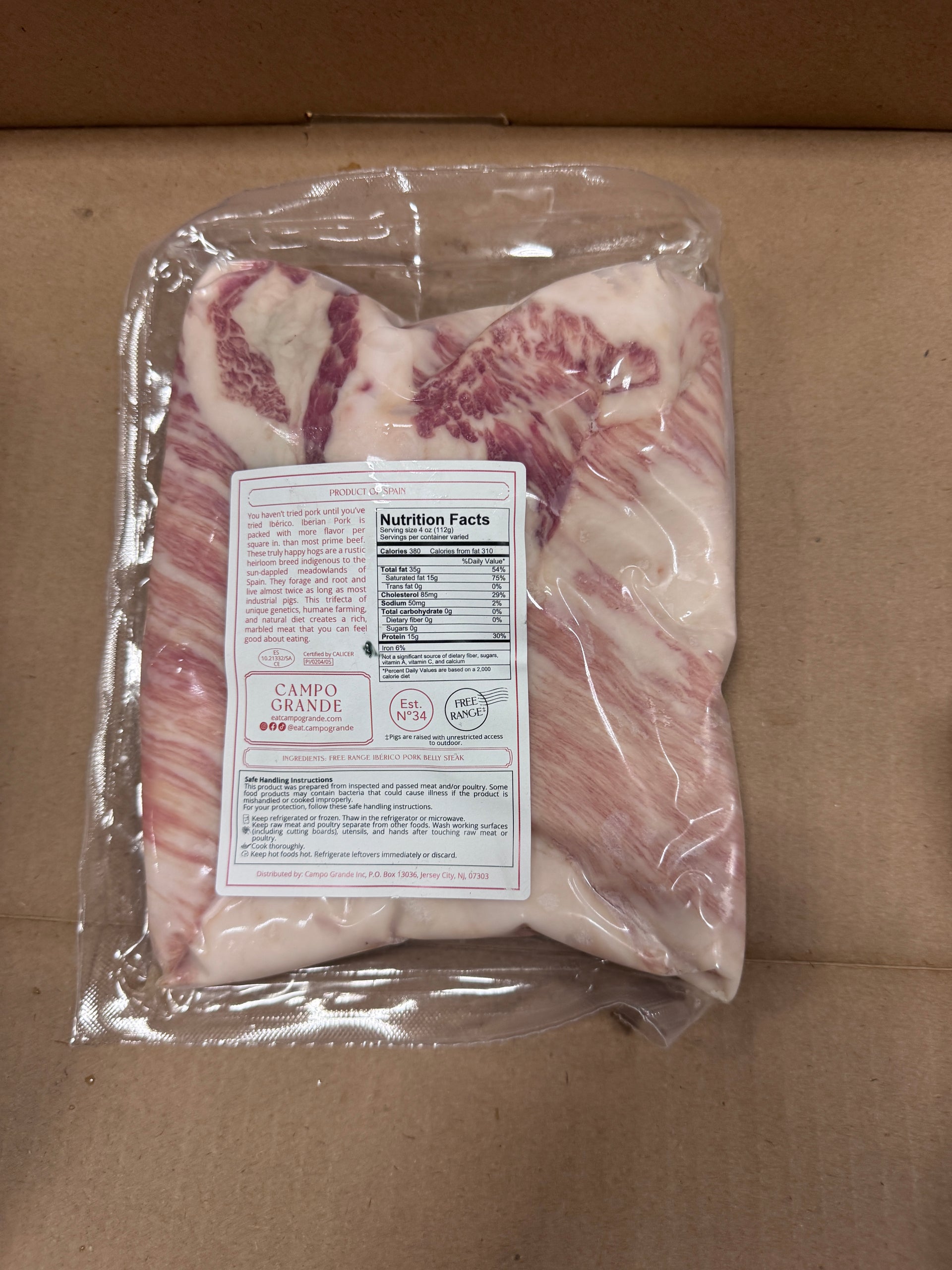 Iberico Pork Belly Secreto Steak — Spanish Iberico de Bellota — marbling detail