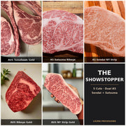 The Showstopper bundle — AUS Tomahawk Gold, A5 Satsuma Ribeye, A5 Sendai NY Strip from Kawaguchi Farm, AUS Ribeye Gold, AUS NY Strip Gold | Ligma Provisions