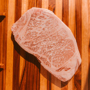 A5 Sendai NY Strip steak, BMS 11-12 dense marbling — single-origin Wagyu from Kawaguchi Farm