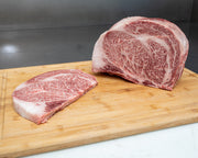 A5 Hokkaido Ribeye — BMS 8-12 Japanese A5 Wagyu, Hokkaido — close-up texture