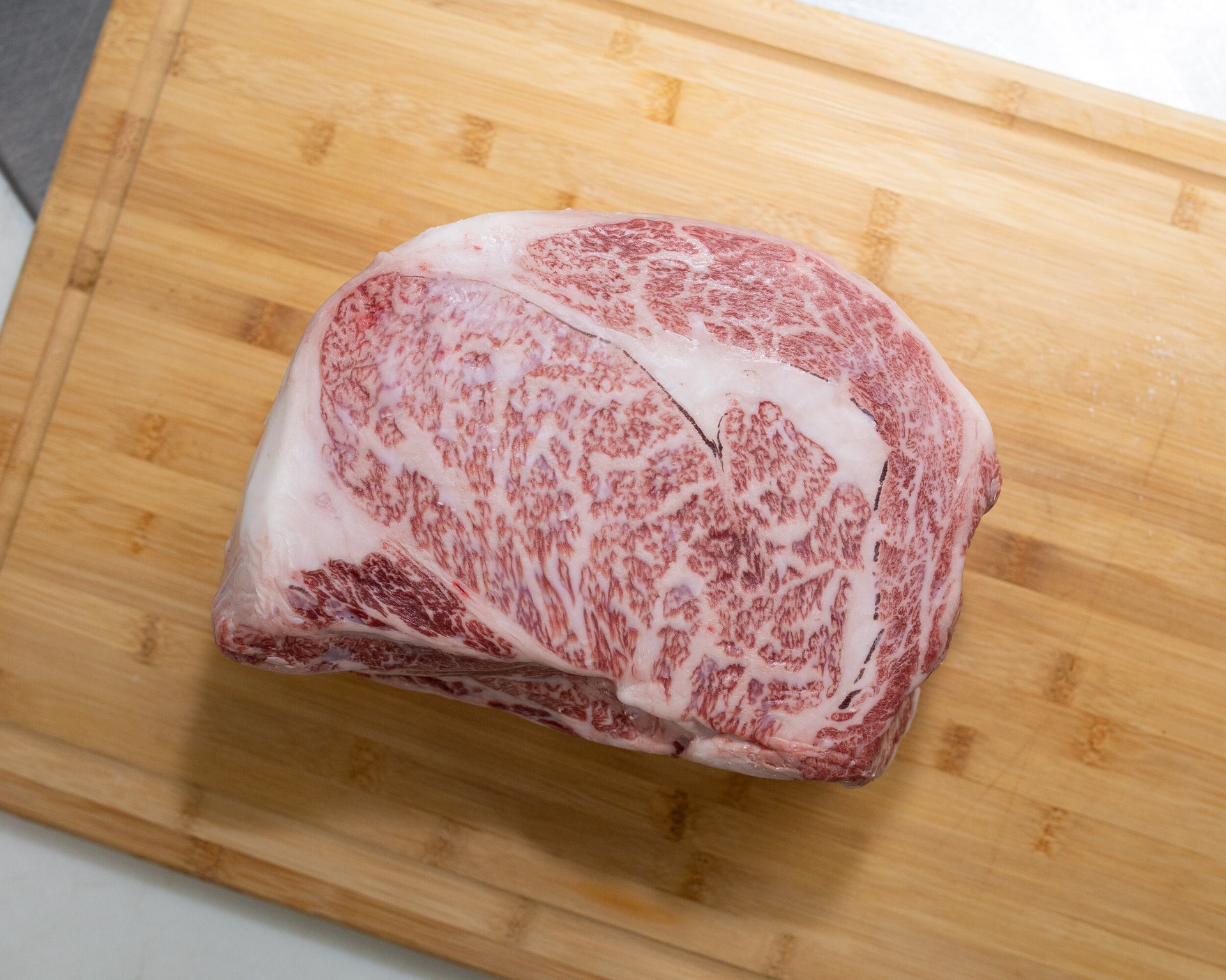 A5 Hokkaido Ribeye — BMS 8-12 Japanese A5 Wagyu, Hokkaido — vacuum-sealed package