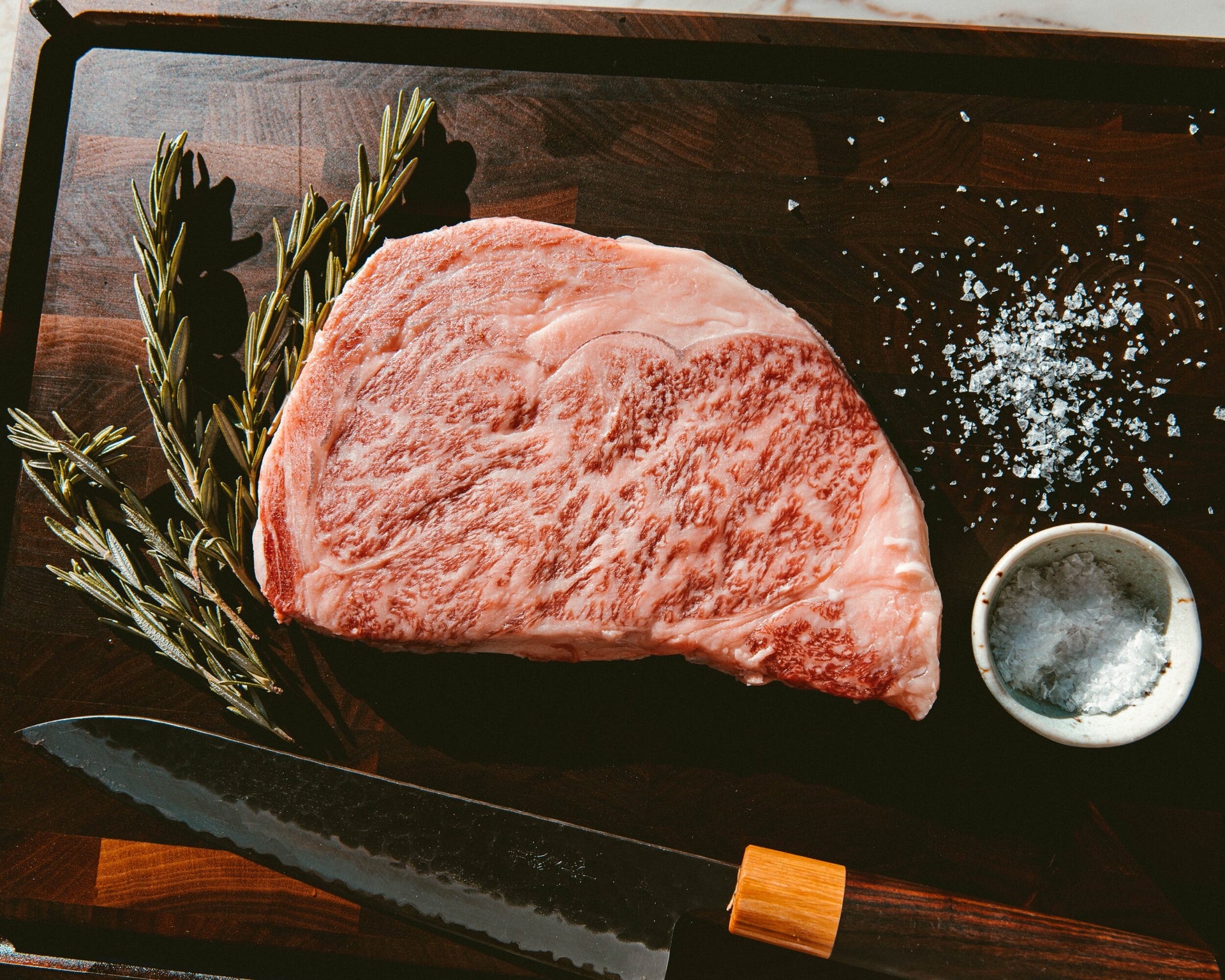 A5 Sanuki Olive-Fed Ribeye — BMS 10-12 Japanese A5 Wagyu, Shodoshima Island, Kagawa Prefecture — golden olive-fed marbling