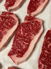 Australian Wagyu NY Strip Silver — BMS 6/7 Australian Wagyu Silver Label — marbling detail