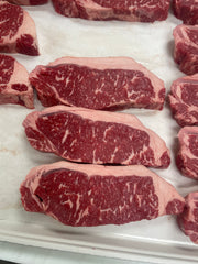 Black Angus NY Strip Prime — Australian Black Angus — marbling detail